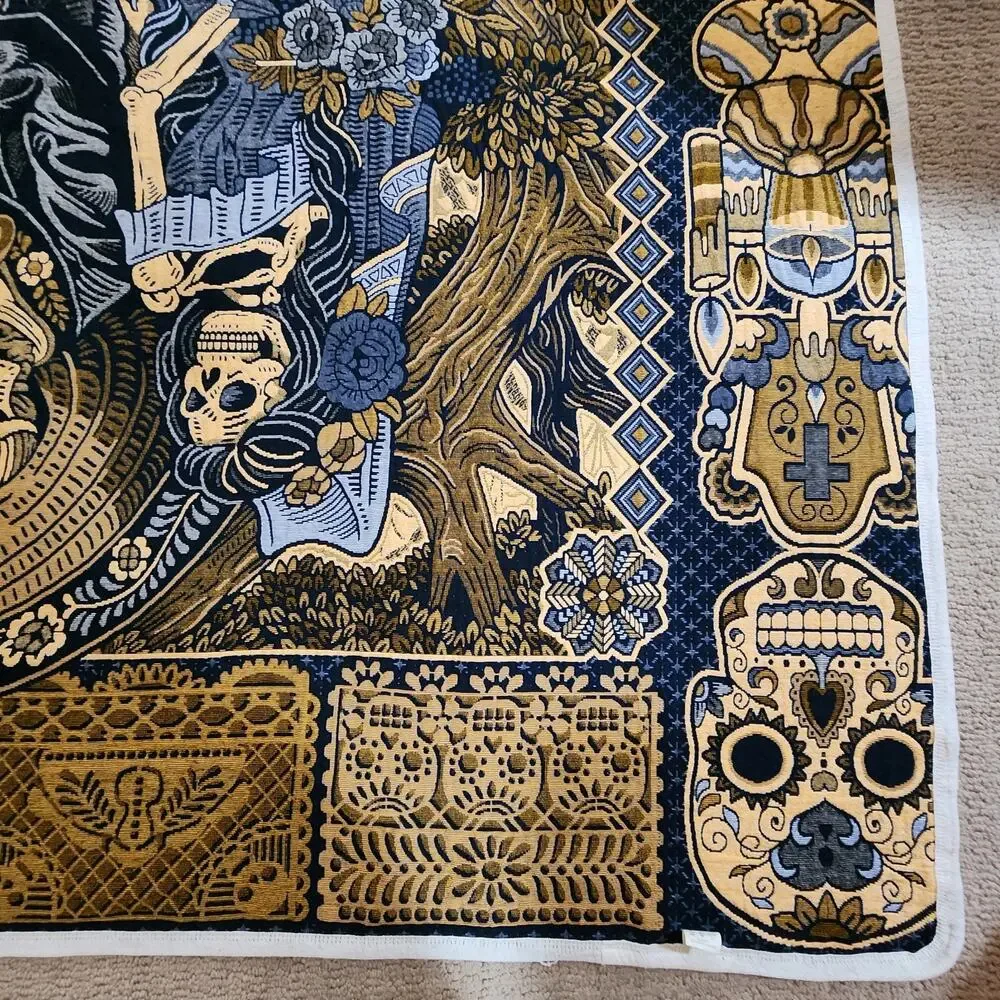 Day of the Dead Blanket Dia de los Muertos Woven Throw Calavera Couple 82x89